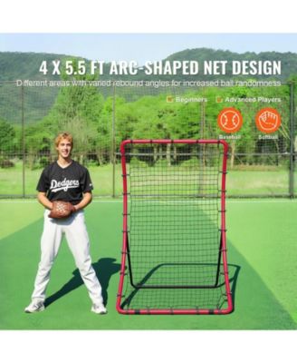 Baseball/Softball Rebounder Net, 4' x 5.5', Pitchback Trainer w/ Target, All-Angle Fielding Practice