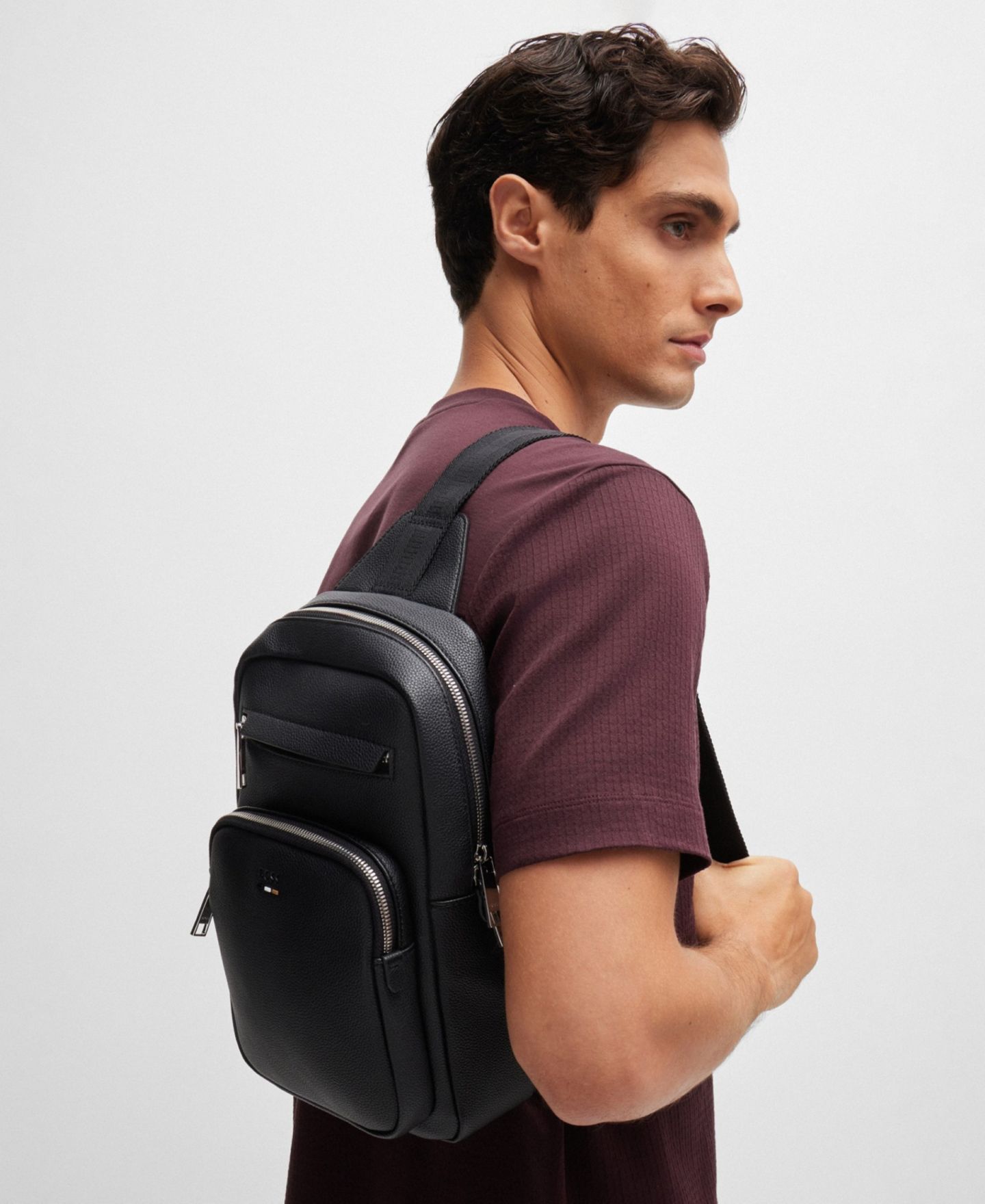 Мужская сумка Hugo Boss Ray Monostrap Hobo, цвет: Чёрный — фото 6