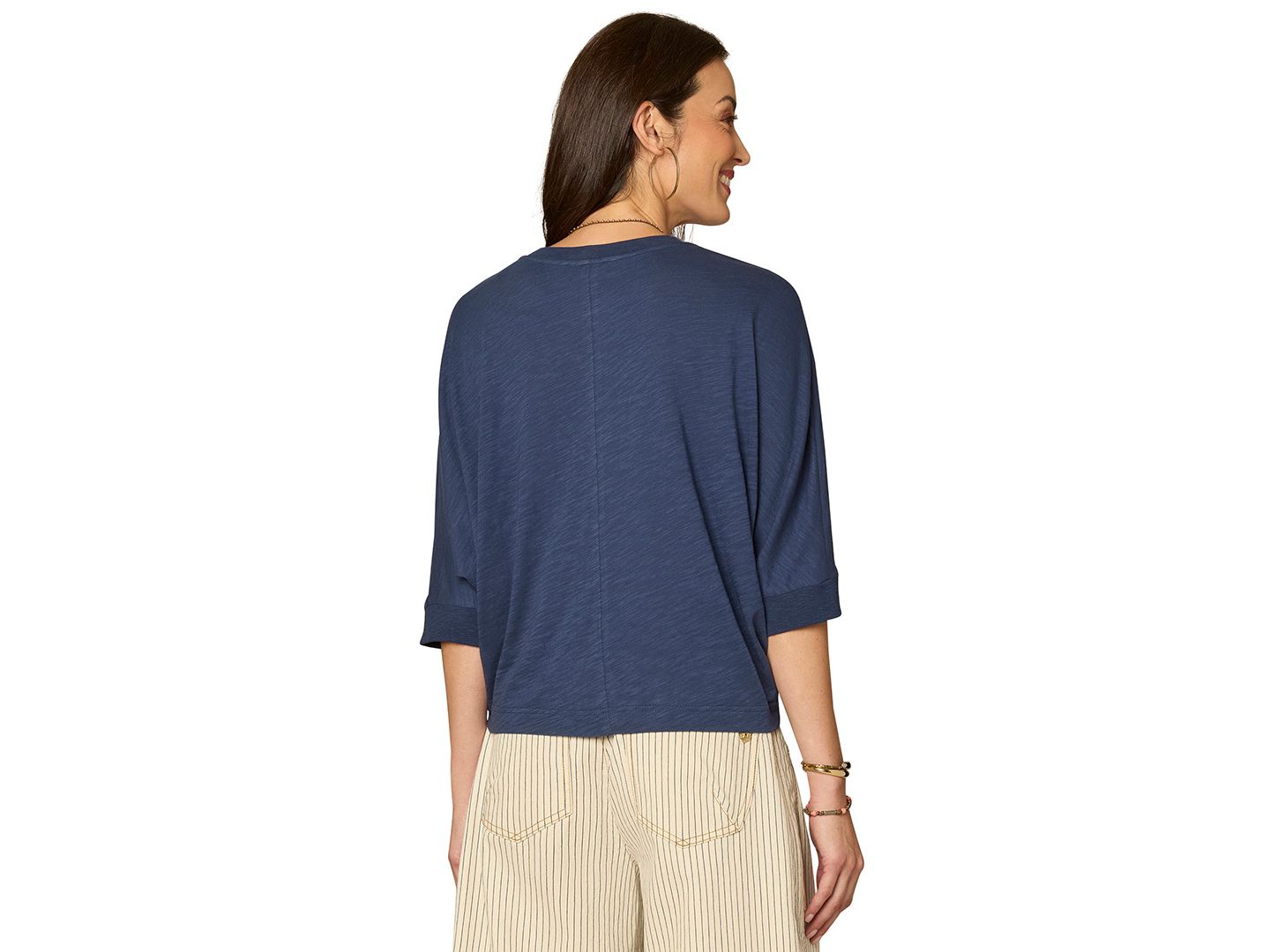 Женский топ Democracy Petite Dolman-Sleeve Embroidered, цвет: Тёмно-синий разноцветный — фото 3