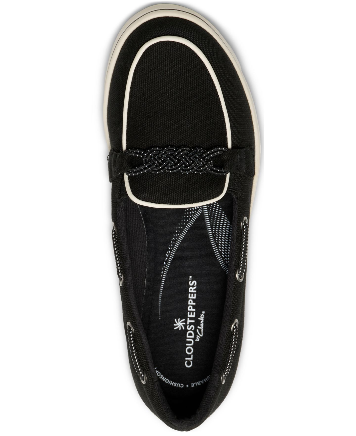Женские балетки-топсайдеры Clarks BreezeSky Bay, цвет: Чёрный холщовый — фото 4