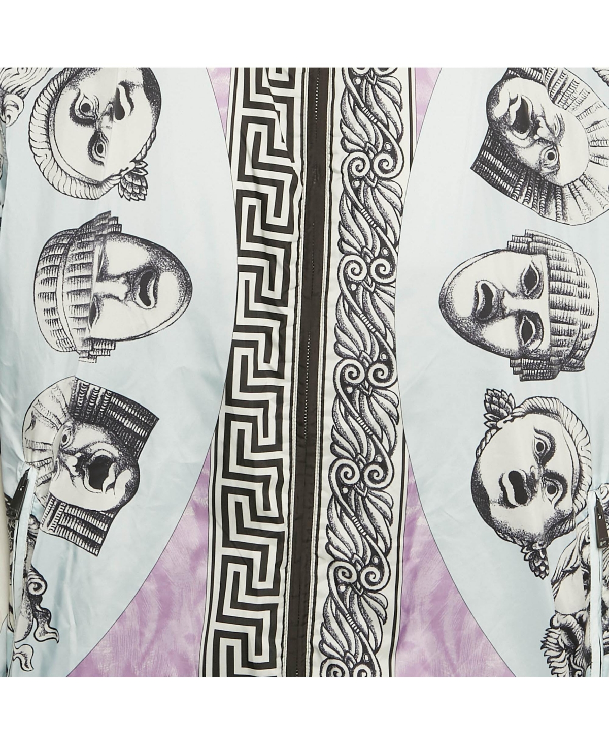 Pre-Owned Versace Men's Blue Printed Nylon Zip Front Jacket