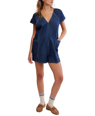 Women's Free Fall V-Neck Denim Romper