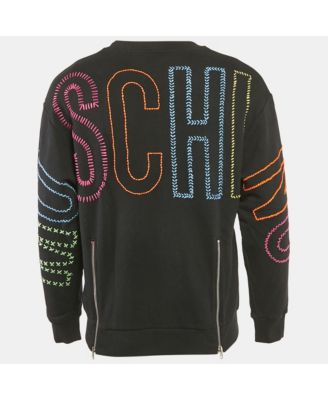 Men's Couture Black Mirror Embroidered Cotton Crew Neck Sweatshirt