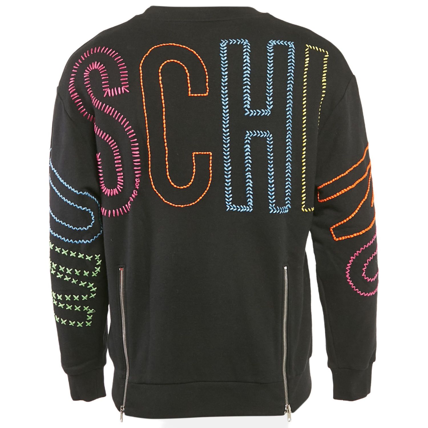 Men's Couture Black Mirror Embroidered Cotton Crew Neck Sweatshirt