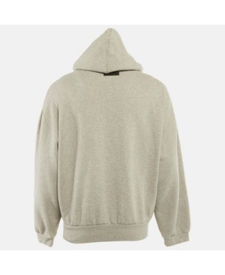Men's Pre-Owned Essentials Fear Of God Grey Logo Patch Cotton Hoodie