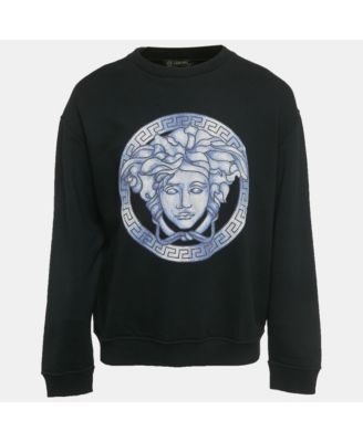 Men's Black Medusa Head Printed Cotton Knit Pullover