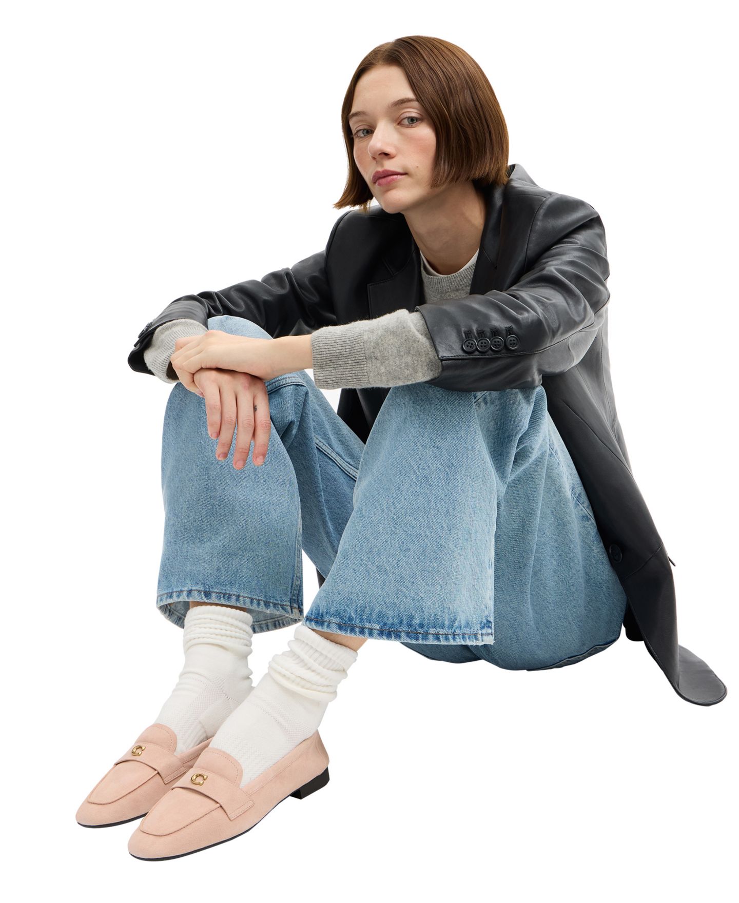 Женские туфли COACH Sculpted C Suede Slip-On, цвет: Розовый — фото 5