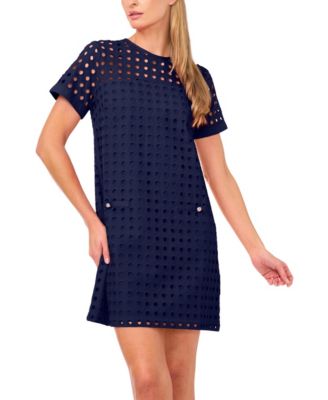Women's Circle Eyelet Crewneck Shift Dress