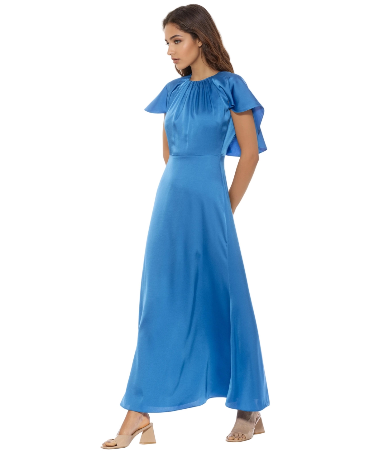 Alexia Admor Women's Danica Crewneck Flutter Sleeve Cap Midi Dress