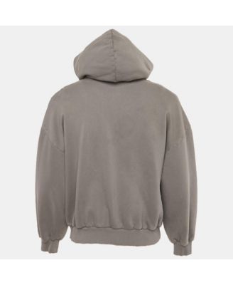 Men's Unisex Grey Cotton Distressed Zip-Up Hoodie
