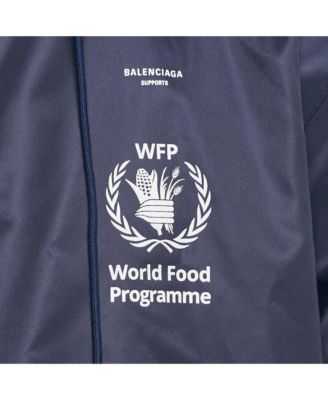 Men's Navy Blue Wfp Print Nylon Oversized Jacket