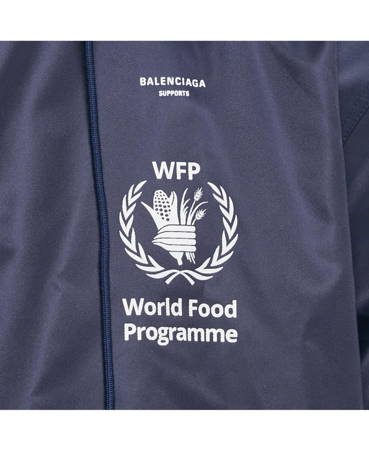 Pre-Owned Balenciaga Men's Navy Blue Wfp Print Nylon Oversized Jacket