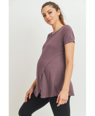 Maternity Short Sleeve Layered Wrap Nursing Top