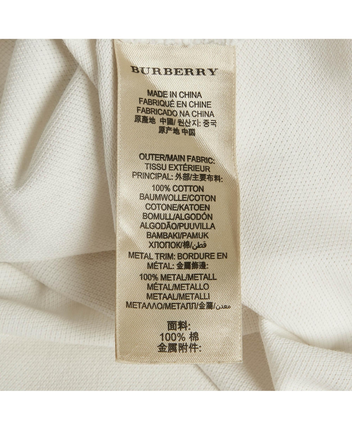 Pre-Owned Burberry Men's Brit White Pique Logo Detail Polo T-Shirt