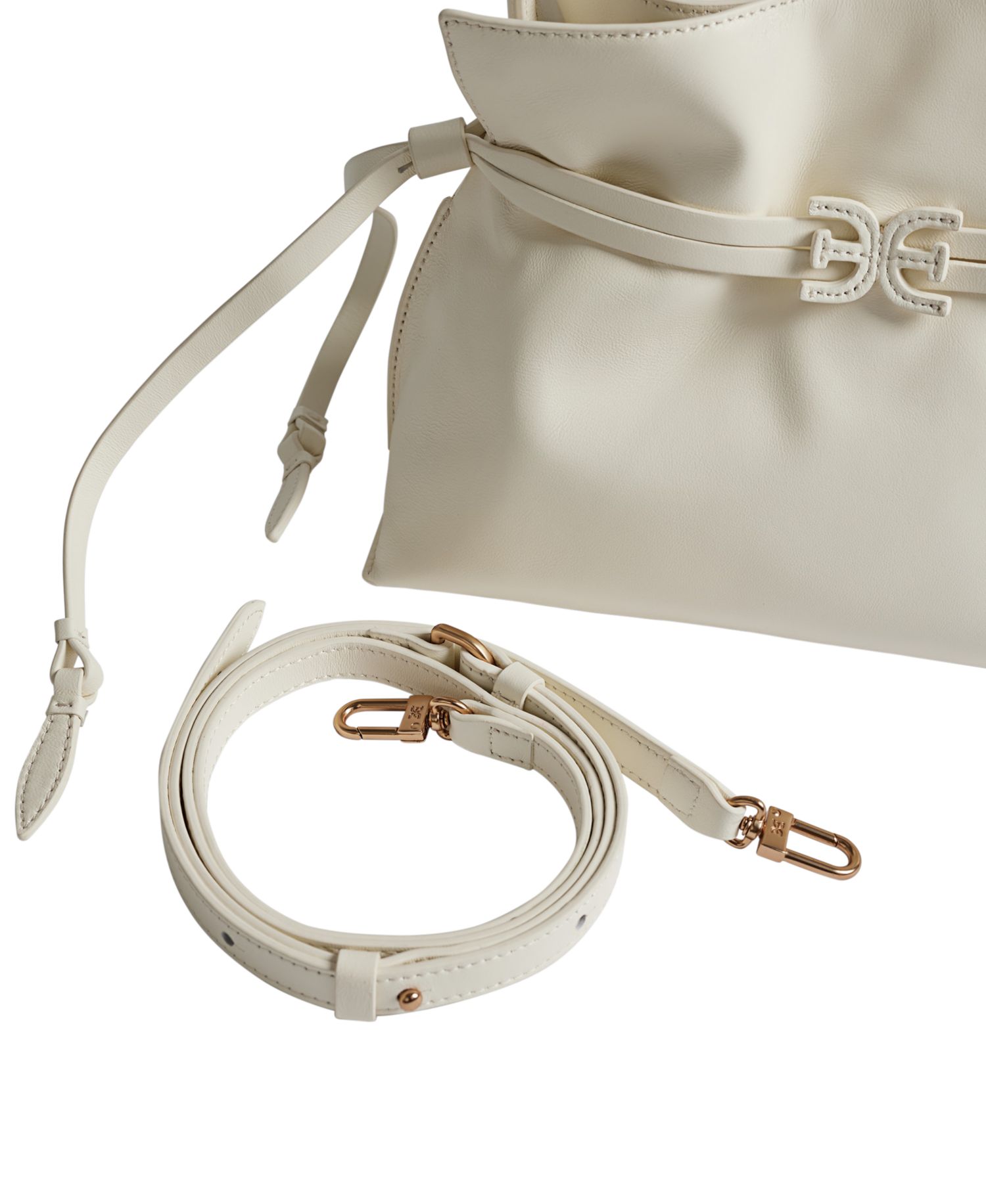 Poppy Small Leather Drawstring Tote Bag