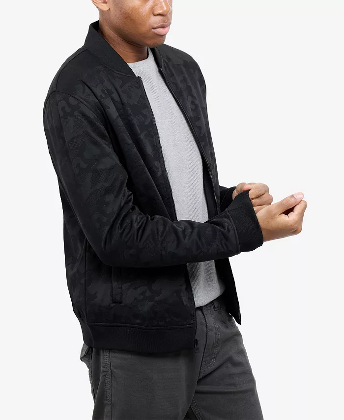 Men's Jacquarded Camouflage Bomber Jacket - thumbnail 3