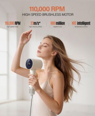 High-Speed Low Noise Hair Dryer with 300 Million Negative Ions & Fast-Drying LCD Display