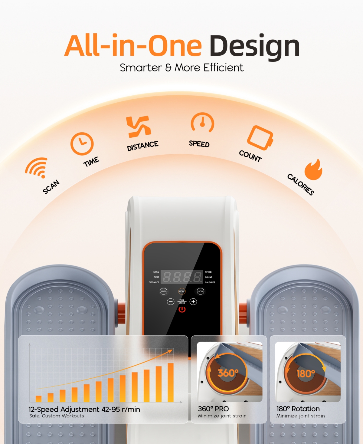 Sugift Portable Folding Bike Pedal Exerciser with Electronic Display, Mini Trainer Bikes