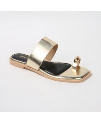 Women's Kamila Gold-Tone Toe-Loop Slide Sandals