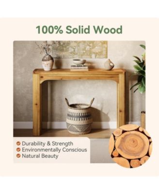 Solid Wood Console Table for Entryway, 41.3-Inch Farmhouse Sofa Table Behind Couch, Natural
