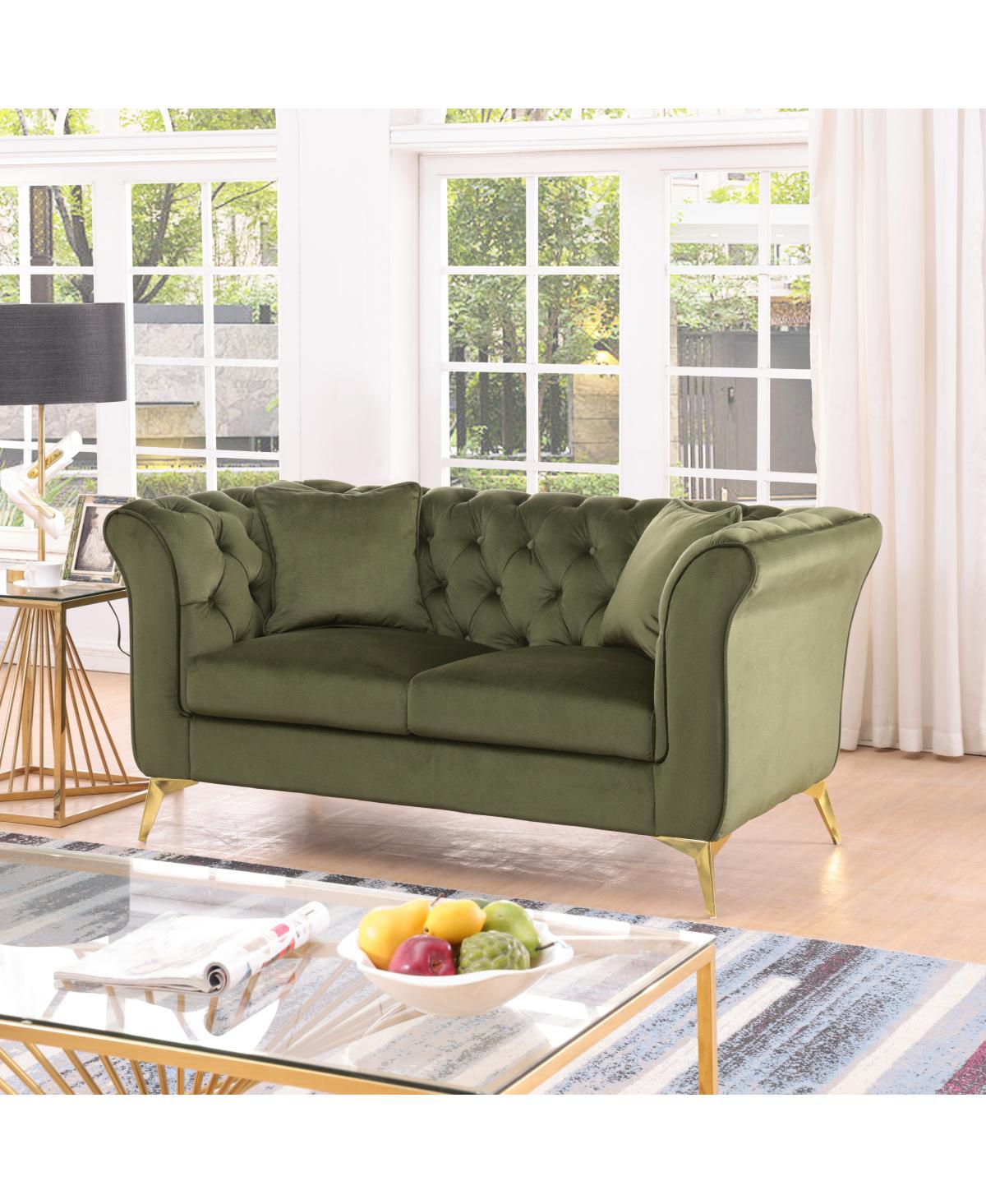 Streamdale Furniture Chesterfield Stanford Sofa, Tufted, Trinkled Fabric, Loveseater