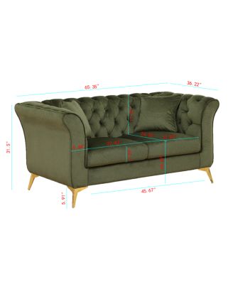 Chesterfield Stanford Sofa, Tufted, Trinkled Fabric, Loveseater