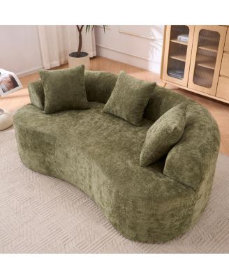chenille self-inflating 2-seater sofa with deep cushions
