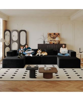 Modular Sectional Couch: Deep Seat, Memory Foam, No Assembly (4 Seats + 2 Ottomans