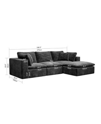 Modular Upholstered Corduroy Sectional Sofa, Gray