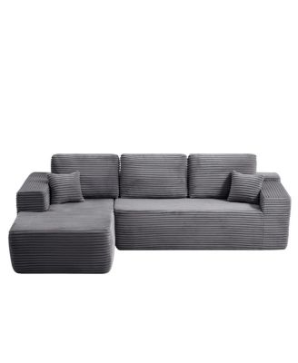 104" Cloud Sectional Sofa with L-Shape Chaise & Side Pockets, Gray, Left-facing