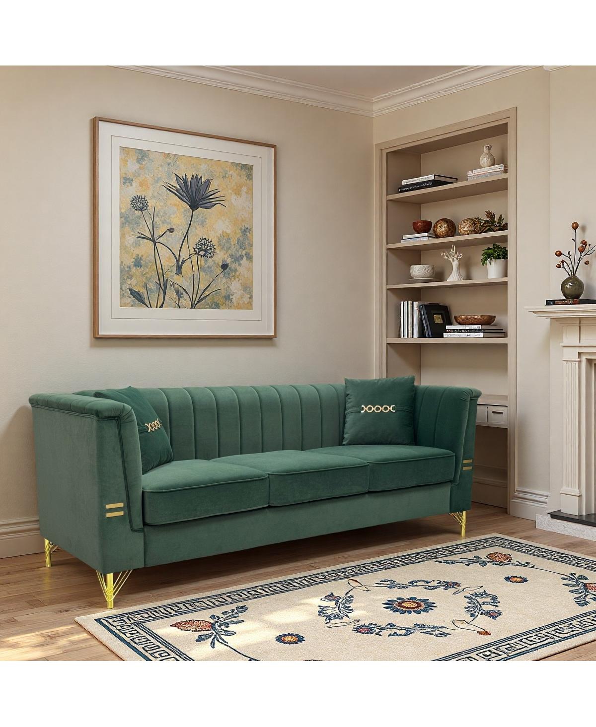 Streamdale Furniture Modern Velvet Sofa with Vertical Channel Tufting