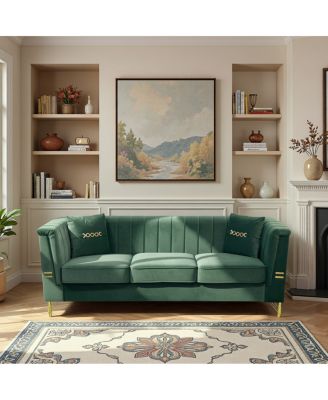  Modern Velvet Sofa with Vertical Channel Tufting