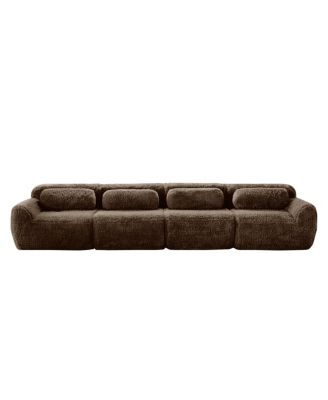 Boneless Sofa, 149" Plush Fabric, Ergonomic Design, Free Combination, Chocolate