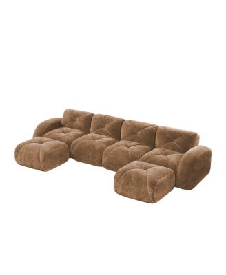 U-shaped Boneless Sofa, Tufted, High Density Sponge, Anti-Slip