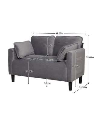 Streamdale 48" Corduroy Loveseat Couch with Cushions & Side Storage
