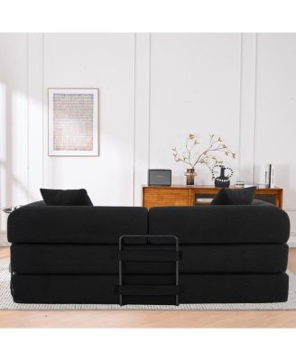Streamdale Folding Sofa Bed, 63" Convertible Couch with 2 Pillows, Fold Out Mattress
