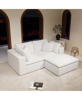  Modular Sectional Sofa Seat, Upholstered Couch for Living Room, 3PC Free Combination, White