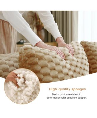 Modern Modular Sectional Sofa, Flannelette Fabric, Oversized 3-Seater Couch, Light Camel