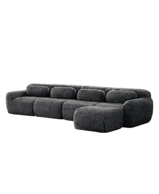 Streamdale L-shaped Plush Modular Sectional Sofa, Dark Gray