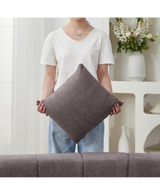 Chenille curved sectional sofa with 6 pillows, semi-circular modular sofa for any room