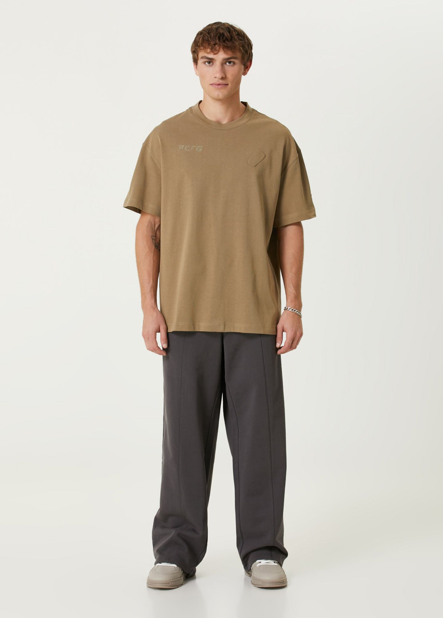 Мужская футболка PCFG Cotton With Emboss Detail, цвет: Коричневый — фото 9