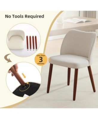 Leather Dining Chairs Set of 4 Upholstered PU Dining Chair with Wood Legs, Wing Backrest, Wooden Kitchen Chairs with Thick Cushions