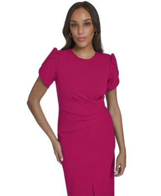 Women's Scuba Crepe Crew Neck Bodycon Dress