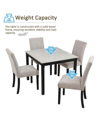 5-Piece Dining Set with Concrete-Effect Melamine Tabletop, Modern Wooden Dining Table Set, Gray&Black