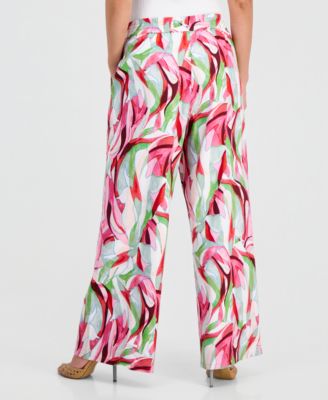 Petite Printed Wide-Leg Pants