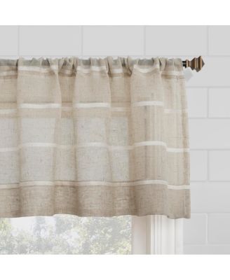 Twill Stripe Anti-Dust Linen Blend Sheer Cafe Curtain Valance