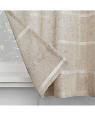 Twill Stripe Anti-Dust Linen Blend Sheer Cafe Curtain Valance