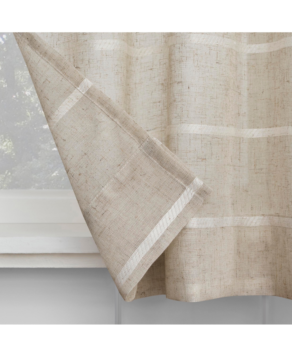 Twill Stripe Anti-Dust Linen Blend Sheer Cafe Curtain Valance