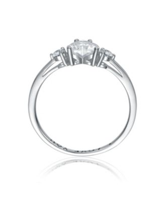 Sparkling Sterling Silver CZ Three-Stone "I Love You" Ring