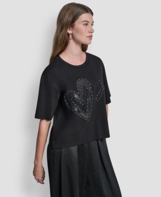 Women's Short-Sleeve Heart Script Logo Crew Neck Shirt